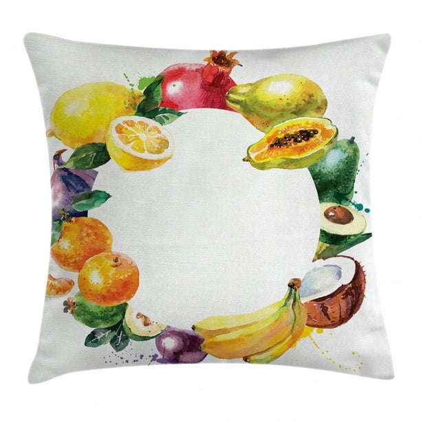 16x16 Multicolor Banana graphic design for fruit lovers Throw Pillow 
